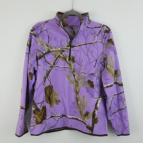 outfitters ridge Tops - 𝅺Purple camo realtree pullover sweater Lg fleece